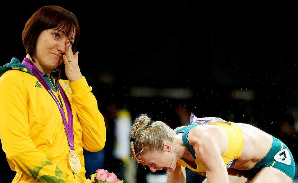 Sally Pearson, right, and Anna Meares show their emot- ions after winning their gold medals. Sally Pearson, right, and Anna Meares show their emot- ions after winning their gold medals.